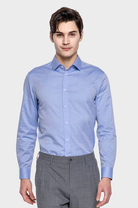 callisto浅蓝雀色格纹方领衬衫 SPSTL101BL