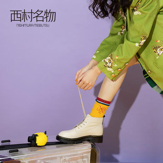 西村名物2019冬季新款平底舒适复古系带马丁靴女绑带短靴X29DS40571 商品图3