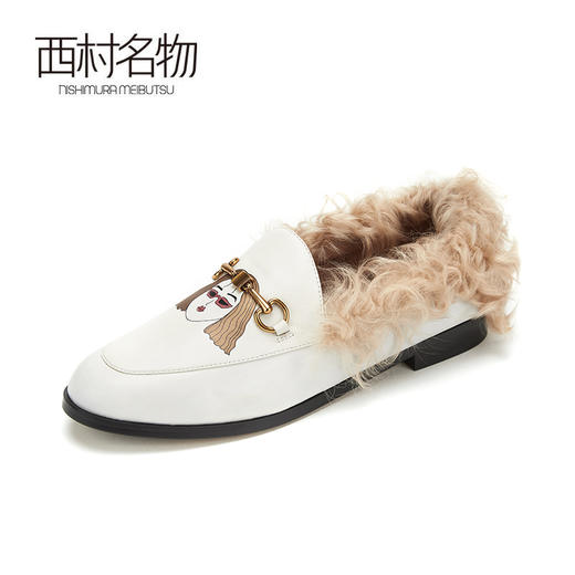 西村名物2019冬季新款毛毛鞋女卡通时尚乐福鞋X29CM33171 商品图1