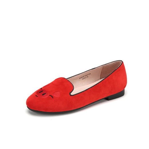 西村名物商场同款平底单鞋女2019新款减龄小猪豆豆鞋子X29AE10441 商品图1