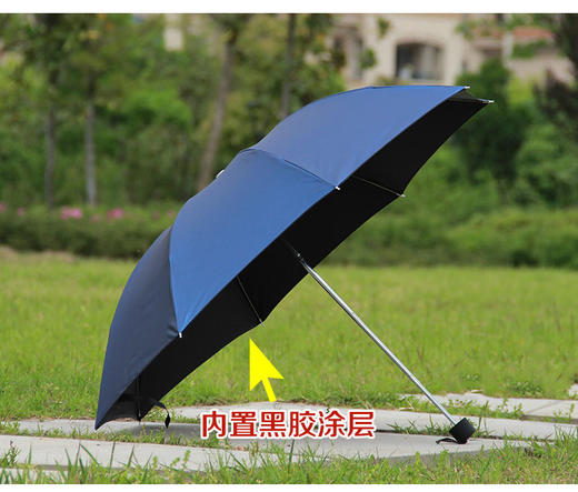 黑胶超强防紫外线三折晴雨伞 商品图0