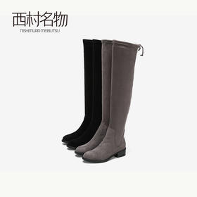 西村名物商场同款过膝长筒靴女2019秋冬季新款平底弹力靴40061