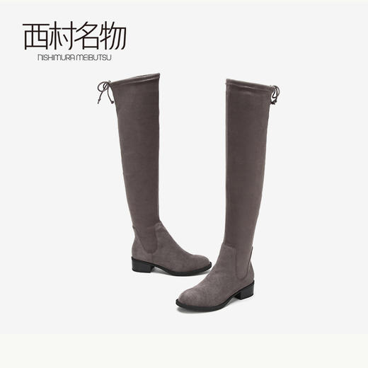 西村名物商场同款过膝长筒靴女2019秋冬季新款平底弹力靴40061 商品图2