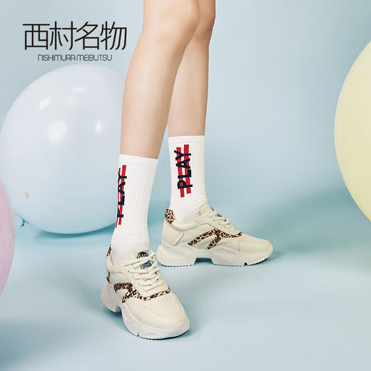 西村名物商场同款2019女新款休闲运动鞋豹纹小白鞋舒适时尚X29AM14901 商品图1