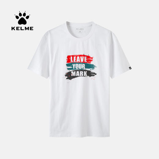 KELME 卡尔美短袖男新款夏季潮流衣服白色圆领纯棉短袖t恤 男 商品图0