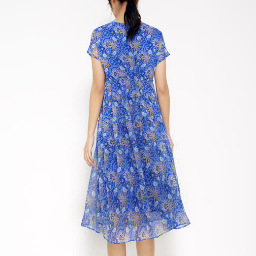 丁摩 真丝连衣裙木耳边印花时尚海边度假桑蚕丝连衣裙20-77DB399240531 商品图5