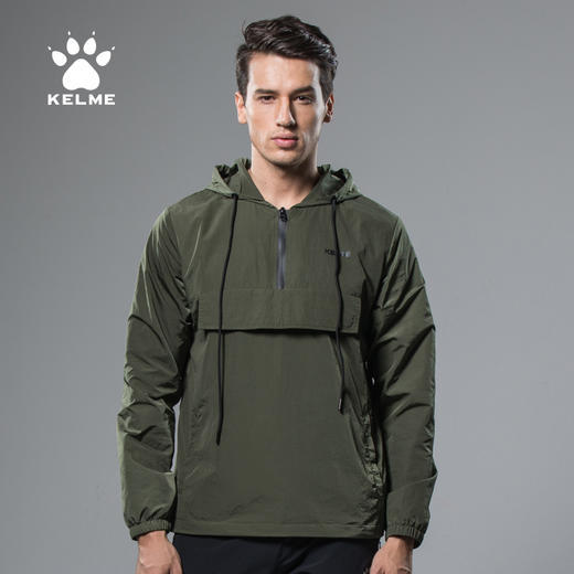 卡尔美 梭织运动外套男士半拉链连帽薄 跑步休闲套头衫 商品图1