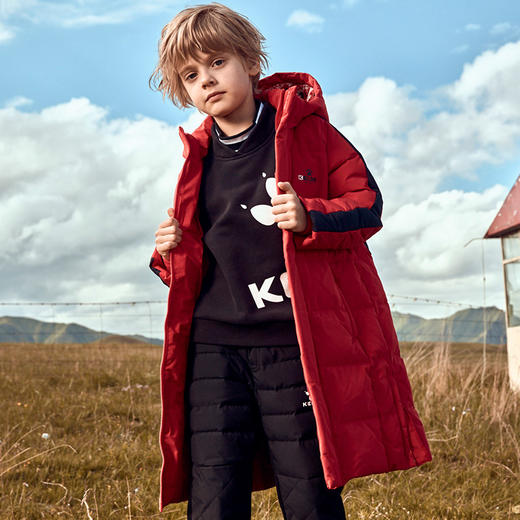 kelme（kids）冬季新款男童中长款羽绒服加厚连帽可收纳外套36943006, 商品图2