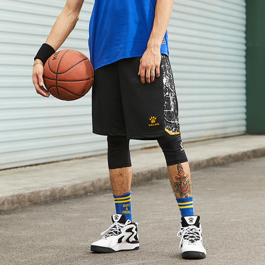 kelme卡尔美男子篮球短裤运动训练五分裤速干宽松针织跑步健身裤 商品图3