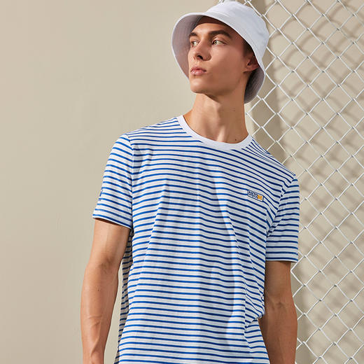 卡尔美局座联名款夏男短袖T恤秋上衣海军条纹休闲时尚短袖 商品图2