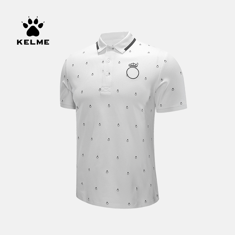 Kelme 卡尔美休闲棉质夏季新款男士短袖POLO衫复古刺绣翻领短T恤