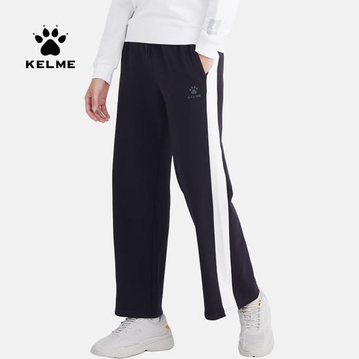 kelme 卡尔美秋冬时尚复古拼接侧条纹阔腿直筒裤宽松长裤校裤 商品图0