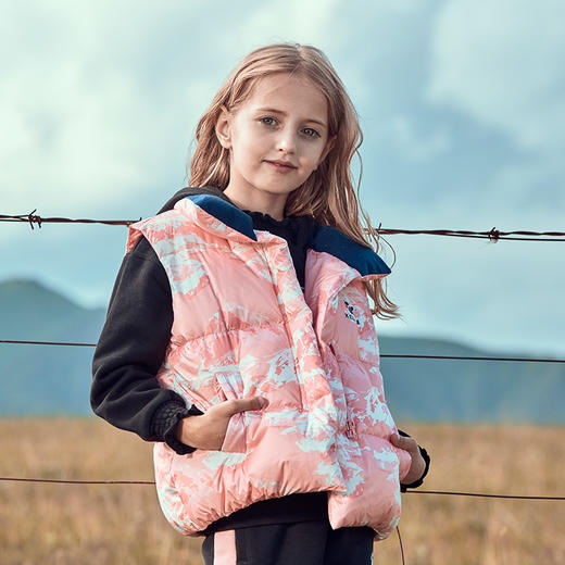 kelme（kids）儿童羽绒马甲舒适保暖女童双面穿羽绒背心 商品图0