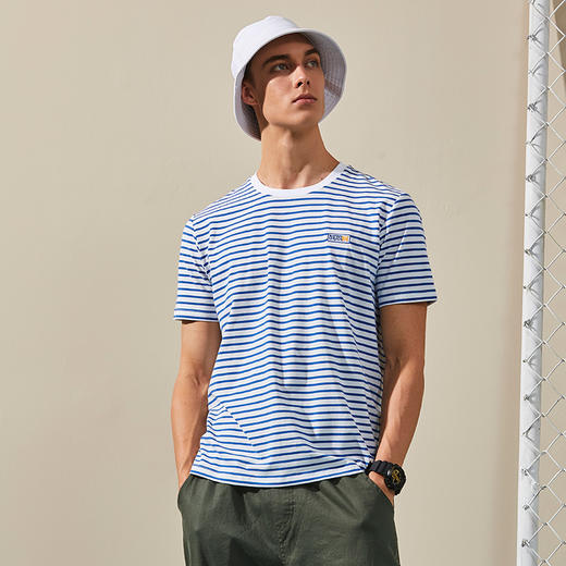 卡尔美局座联名款夏男短袖T恤秋上衣海军条纹休闲时尚短袖 商品图4