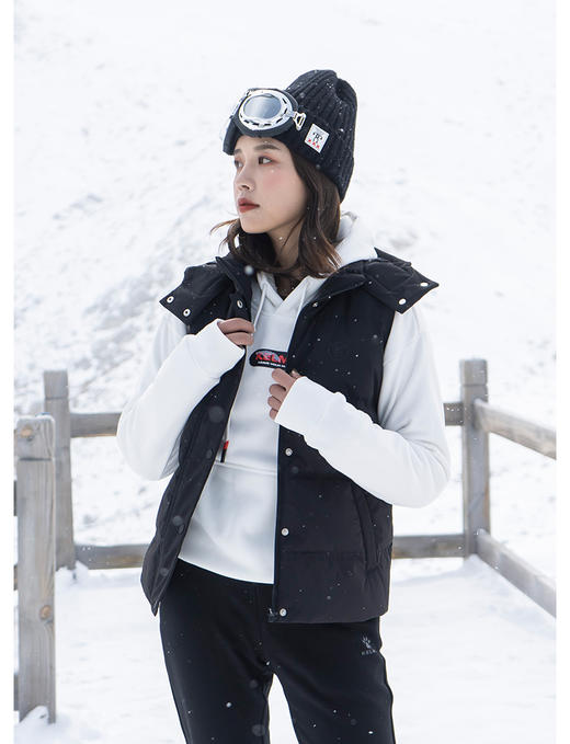 kelme 卡尔美 秋冬新款短款连帽白鸭绒羽绒服休闲保暖马甲外套女 商品图4