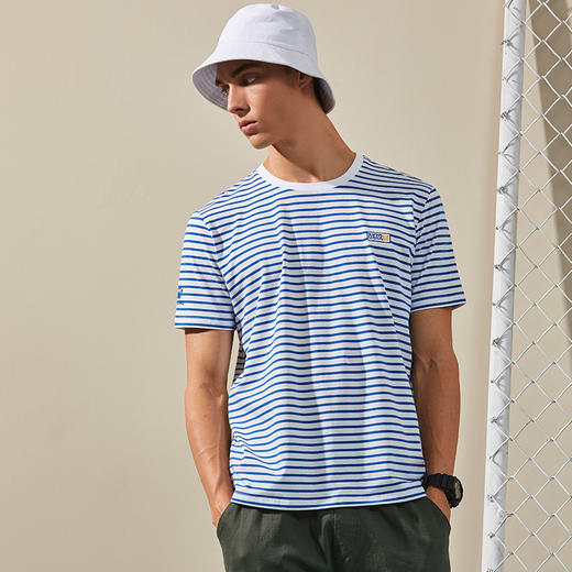 卡尔美局座联名款夏男短袖T恤秋上衣海军条纹休闲时尚短袖 商品图3