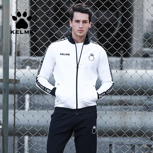  卡尔美男装运动外套复古时尚舒适针织休闲服拉链开衫卫衣 商品图2