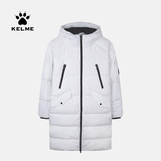 KELME卡尔美冬季保暖防风中长款羽绒服连帽白鸭绒时尚直筒外套女 商品图2