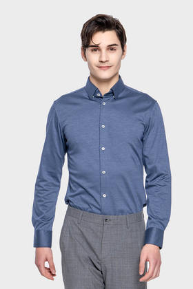 callisto丹宁色小波点提花衬衫 SPCSL058BL