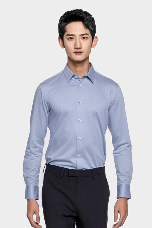 callisto蓝雀色牙签纹尖领衬衫 SPCSL045BL 商品图0