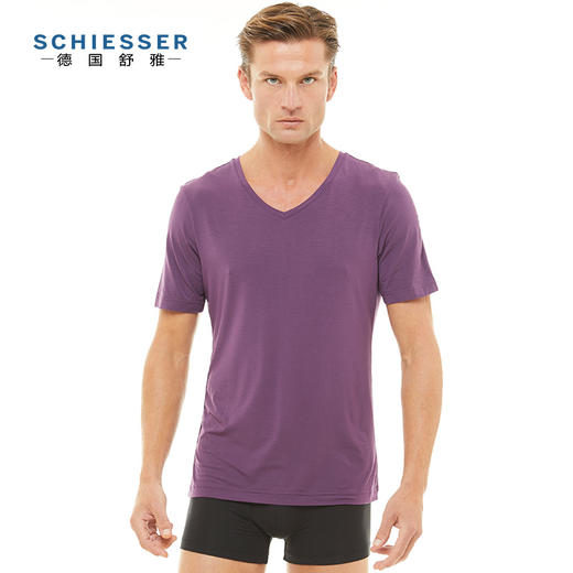 【经典兰精莫代尔】SCHIESSER/舒雅男士莫代尔纯色家居短袖上衣T恤35/11833M 商品图3
