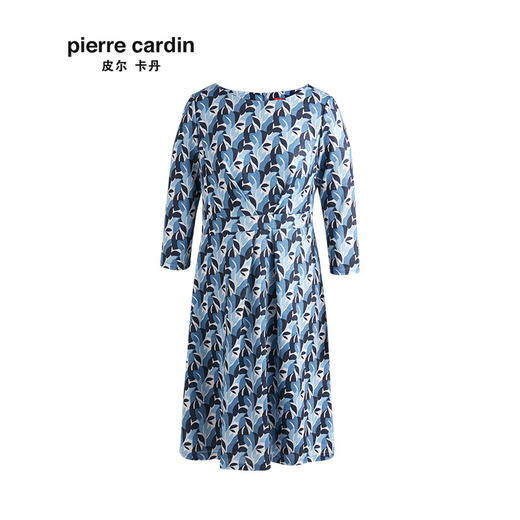 皮尔卡丹女装春季新款蓝色碎花连衣裙圆领A字裙P94DL28L3
 商品图4