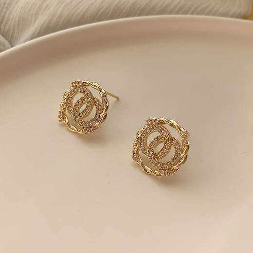 潮双圈耳钉通勤耳环女网红耳饰时尚饰品S925纯银针耳饰品 商品图2