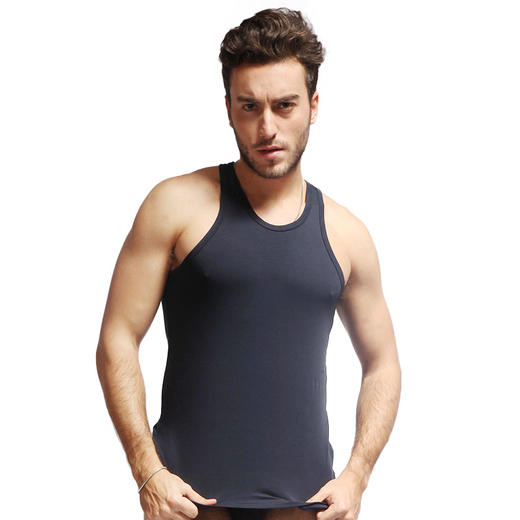 SCHIESSER/舒雅男士冰丝简约纯色圆领舒适无袖内衣背心35/1770V 商品图0