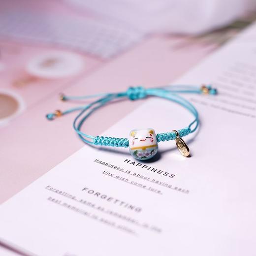 简约可爱陶瓷红绳手链女清新学生手工编织招财猫手串女时尚饰品 商品图3
