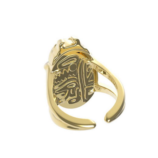 theogony众神记埃及圣甲虫开口戒指蓝虎眼金色铂金色质感原创独立设计