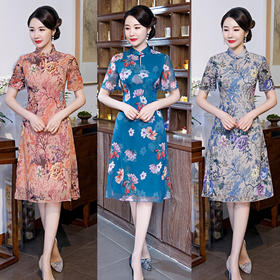 SKY  112069复古改良大码新版A版旗袍裙