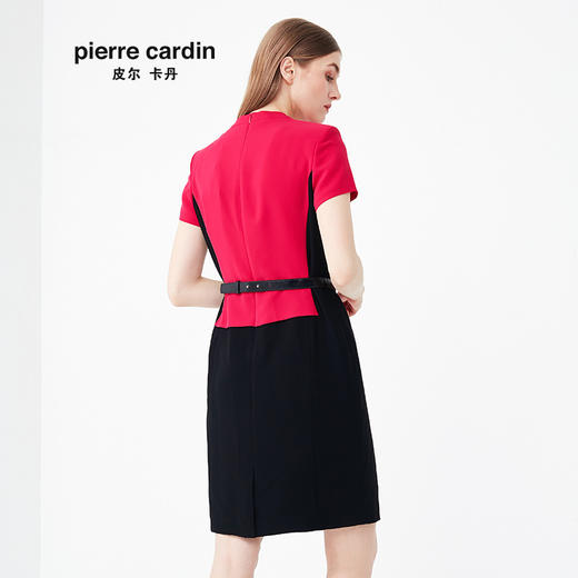 皮尔卡丹女装夏季新款黑红色假两件连衣裙时尚短袖AB配裙子女
 商品图2