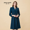 皮尔卡丹女装秋冬季新款蓝色长袖含羊毛连衣裙时尚收腰V领A字裙
 商品缩略图0