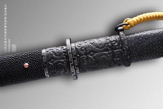 乌骓 铁装浮雕嵌银丝 龙环首刀 未开刃 商品图5