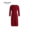 皮尔卡丹女装2019秋冬新款红色长袖含羊毛连衣裙圆领收腰包臀裙7424E7986250 商品缩略图4