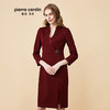 皮尔卡丹女2019秋季新款酒红色长袖连衣裙端庄高贵气质法式一步裙P84DL08T0 商品缩略图1