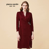 皮尔卡丹女2019秋季新款酒红色长袖连衣裙端庄高贵气质法式一步裙P84DL08T0 商品缩略图0