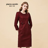 皮尔卡丹女装秋季新品酒红色长袖淑女连衣裙端庄高贵一步裙
 商品缩略图0