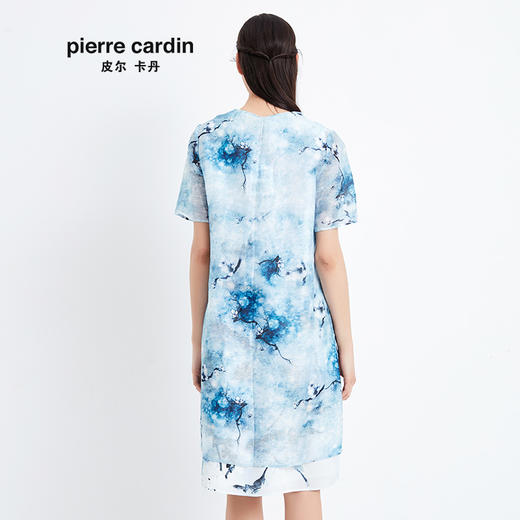 皮尔卡丹女装季新款短袖浅蓝色风衣外套气质时尚中长款开衫
 商品图2