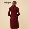 皮尔卡丹女2019秋季新款酒红色长袖连衣裙端庄高贵气质法式一步裙P84DL08T0 商品缩略图2