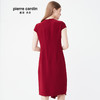 皮尔卡丹大牌女装酒红色短袖圆领连衣裙时尚中长款不规则裙子女
 商品缩略图2