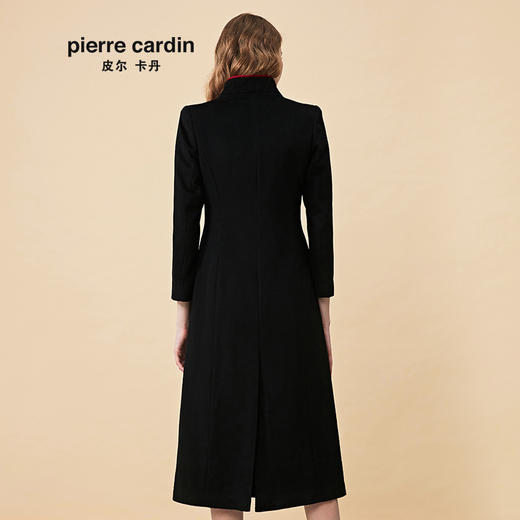 皮尔卡丹女装大衣黑色立领高级感羊绒呢子大衣外套6414C6944A190
 商品图2