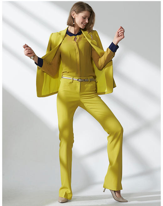 “活力晖黄”J93A3472颈袖添香秋新款女装OL商务时尚修身女士西装职业装套装正装J93A3472 商品图3