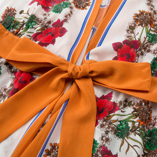 RF8A2斯尔丽夏季新款桑蚕丝时尚度假修身腰带短袖中长款连衣裙 商品图4