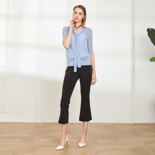 QF62A斯尔丽夏季新品 粘纤纯色宽松中袖内搭优雅清新上衣 商品图3