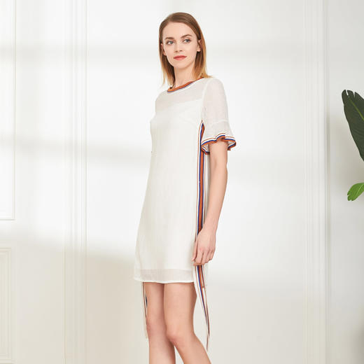 QF87A斯尔丽夏季新品镂空中长款修身七分袖连衣裙 商品图2