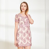 QF81D斯尔丽夏季新品丝质粉色绣花蕾丝常规款宽松短袖连衣裙 商品缩略图0