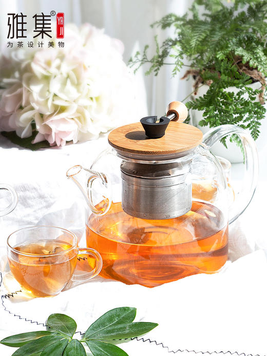 雅集 玻璃泡茶壶拉杆煮茶器 黑茶普洱简易茶具 耐热茶水分离壶蒸茶器 商品图0