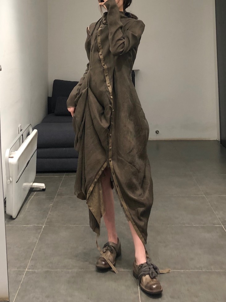 mutedance草木灰色连衣裙md19ss09