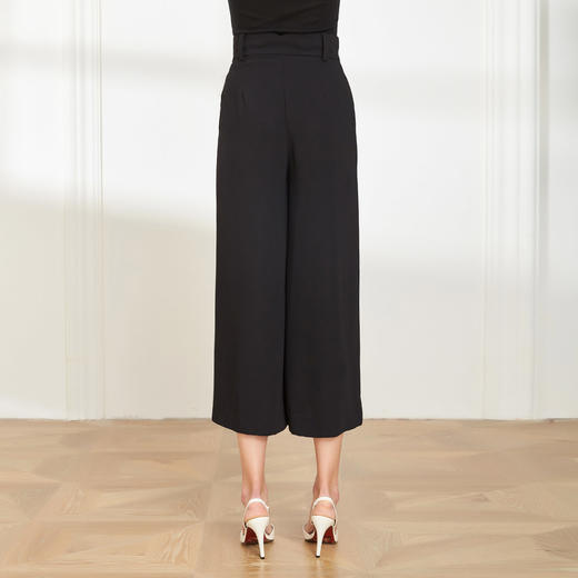 PE3A1斯尔丽夏季新品丝质排扣高腰宽松阔腿裤 商品图1